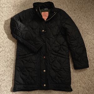 Women's J Crew Signature Black Quilted Light Weight Puffer Coat
